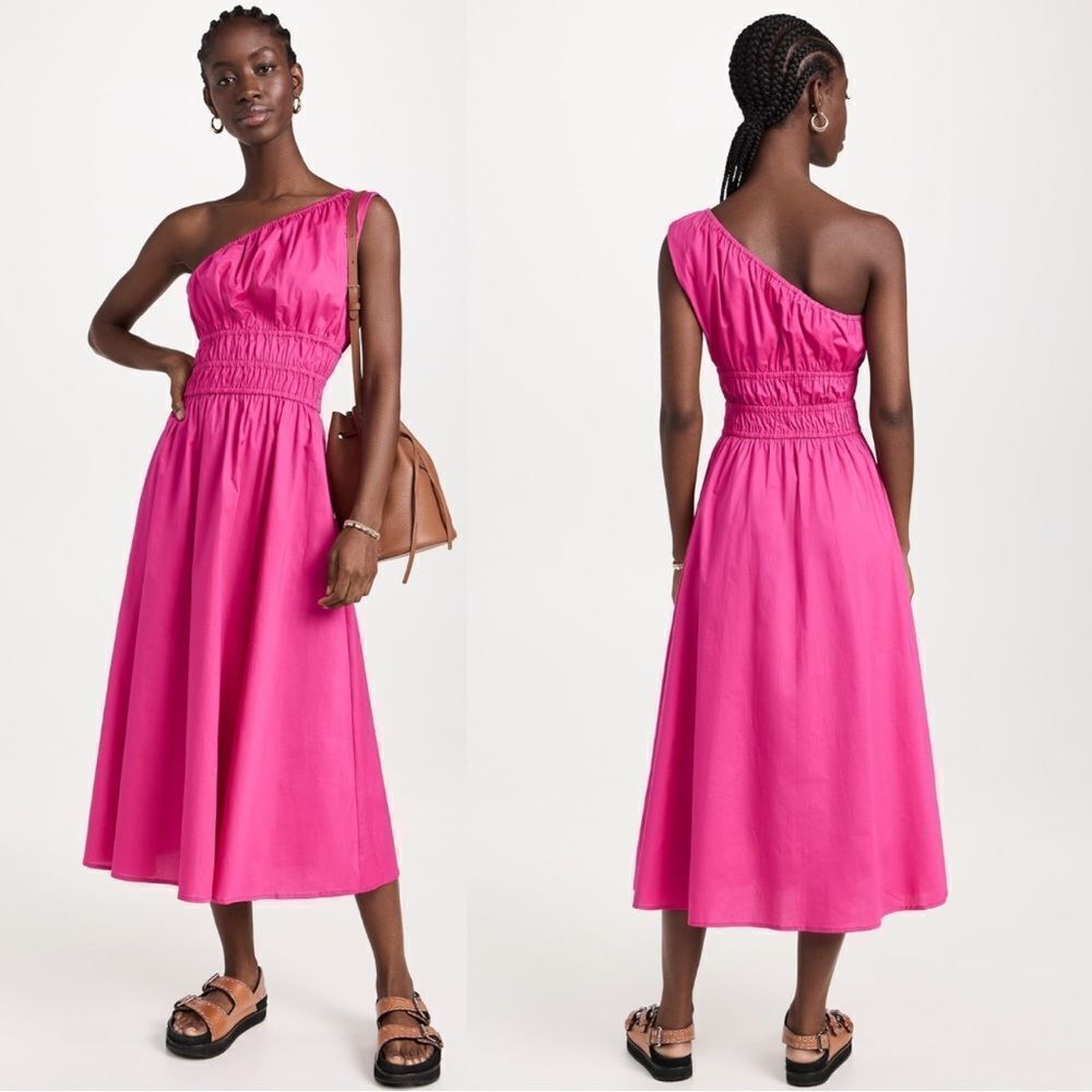 The Lulo Project Liberia Fuchsia Pink One Shoulder A-Line Midi Dress Size‎ Small